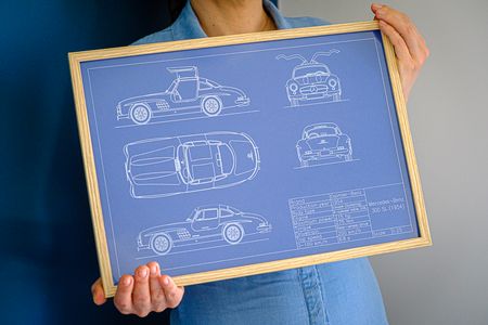 Ramka drewniana do blueprintów A3